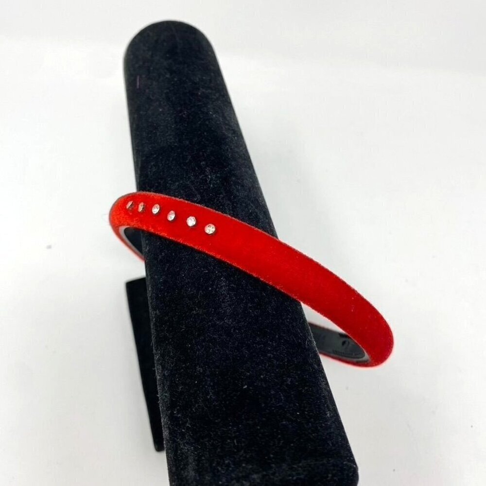 Headband Red Velour Rhinestones Holiday Hair Accessory Kids Christmas Party